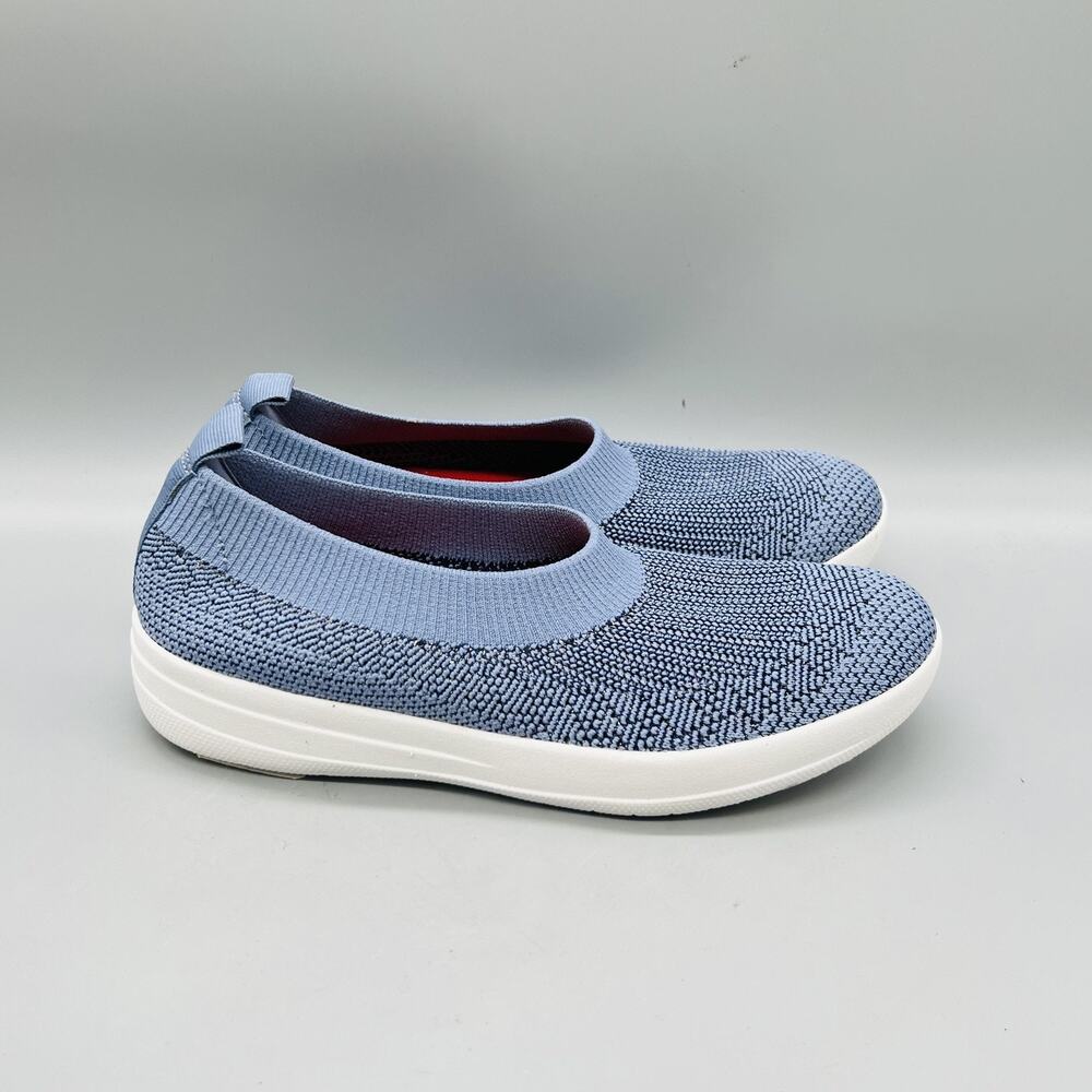 FitFlop Shoes Womens 7 Blue Knit Uberknit Slip On Ballerina Flats Comfort Casual